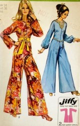 9113 Simplicity 1970 Jiffy 2 Main Pieces Long Kimono Sleeve Jumpsuit Pattern 12 34B Uncut